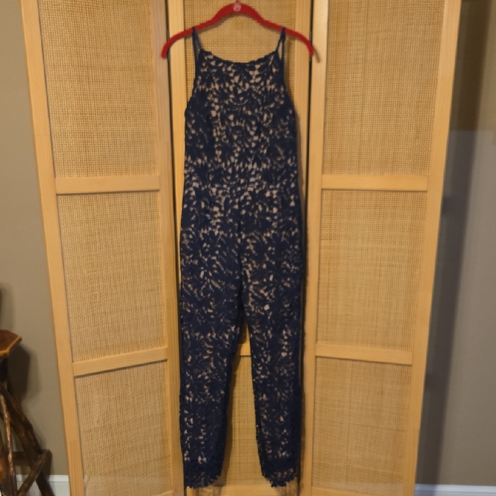Olivaceous Navy Lace Jumpsuit Large Wedding Special Occasion